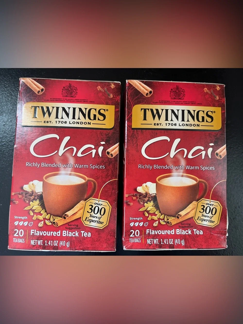 x2 Boxes 40 Bags Total Twinings Tea Chai Warm Spice 10/2026